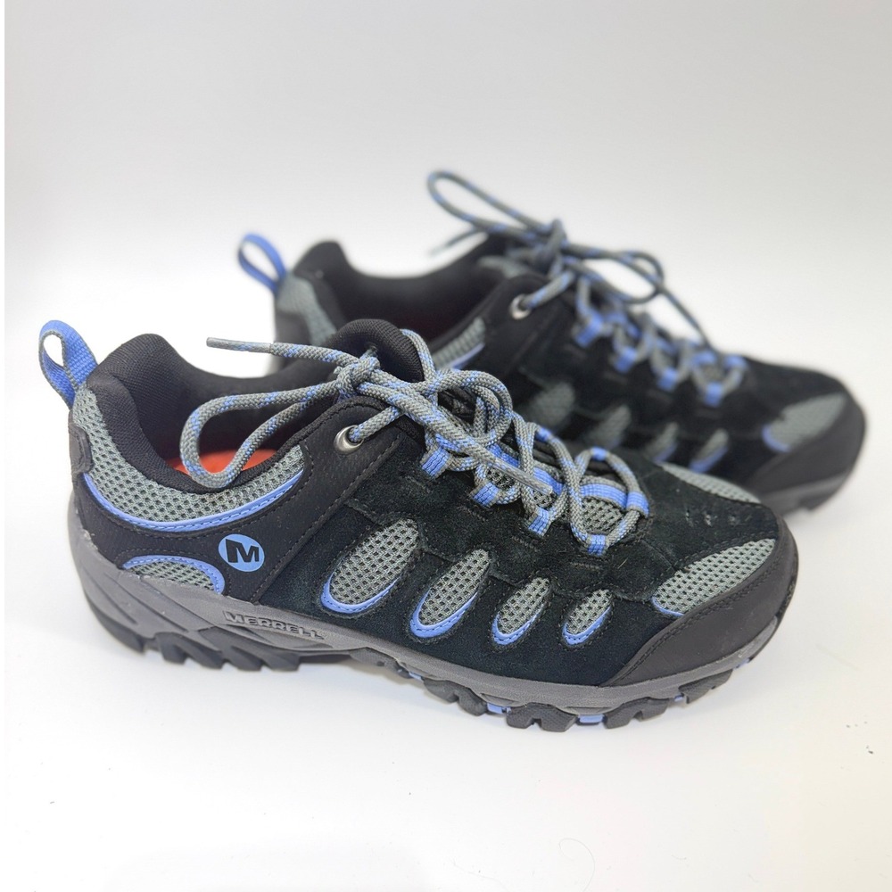 Merrell Ridgepass Hiking Shoes Women 7.5 Black Periwinkle Trail Outdoor Gorpcore